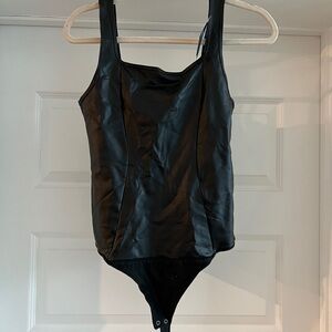 Abercrombie & Fitch Black Faux Leather Bodysuit, medium, NWT